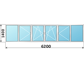 Окно на балкон Rehau Grazio 6200x1400