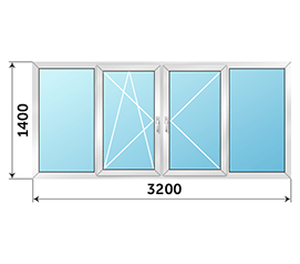 Балконное окно Rehau Thermo 3200x1400