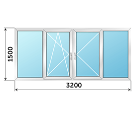 Окно на балкон ALUTECH C43 3200x1500