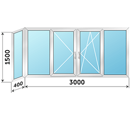 Окно на балкон Rehau Thermo 3400x1500