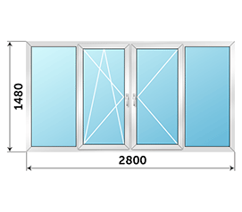 Балконное окно Rehau Thermo 2800x1480