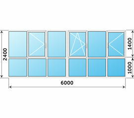 Панорамное остекление Алютех 6000x2400