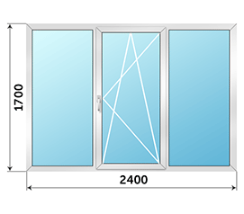 Окно на балкон ALUTECH 2400x1700