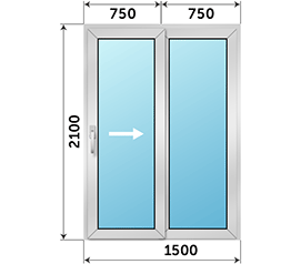 Полуторная дверь остекленная Vidnal 1500x2100