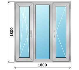 Трехстворчатое окно ALUTECH 1800x1800