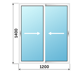Двухстворчатое окно ALUTECH 1200x1400
