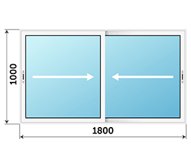 Двухстворчатое окно NEWTEC 1800x1000