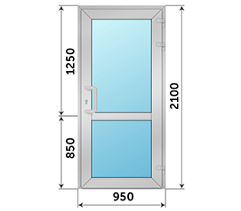 Одностворчатая дверь остекленная NEWTEC 950x2100