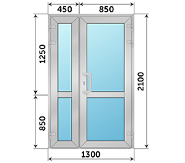 Полуторная дверь остекленная Krauss 1300x2100