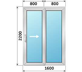 Полуторная дверь остекленная Krauss 1600x2200
