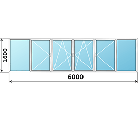 Балконное окно ALUTECH 6000x1600
